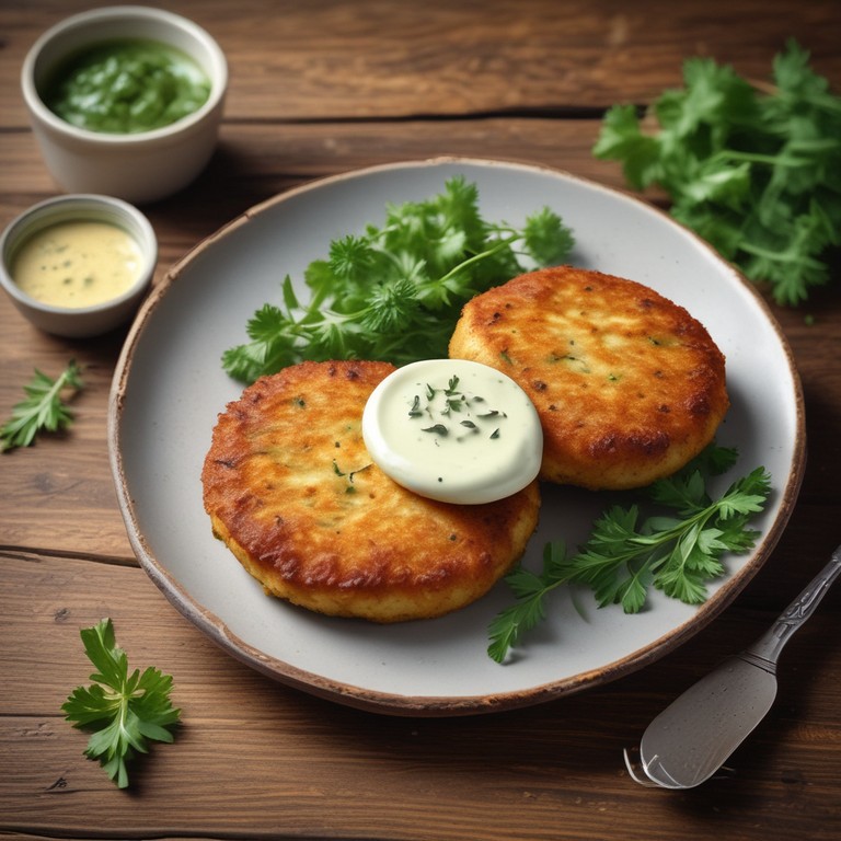 Vegane Kartoffelpuffer mit Kräuter-Dip