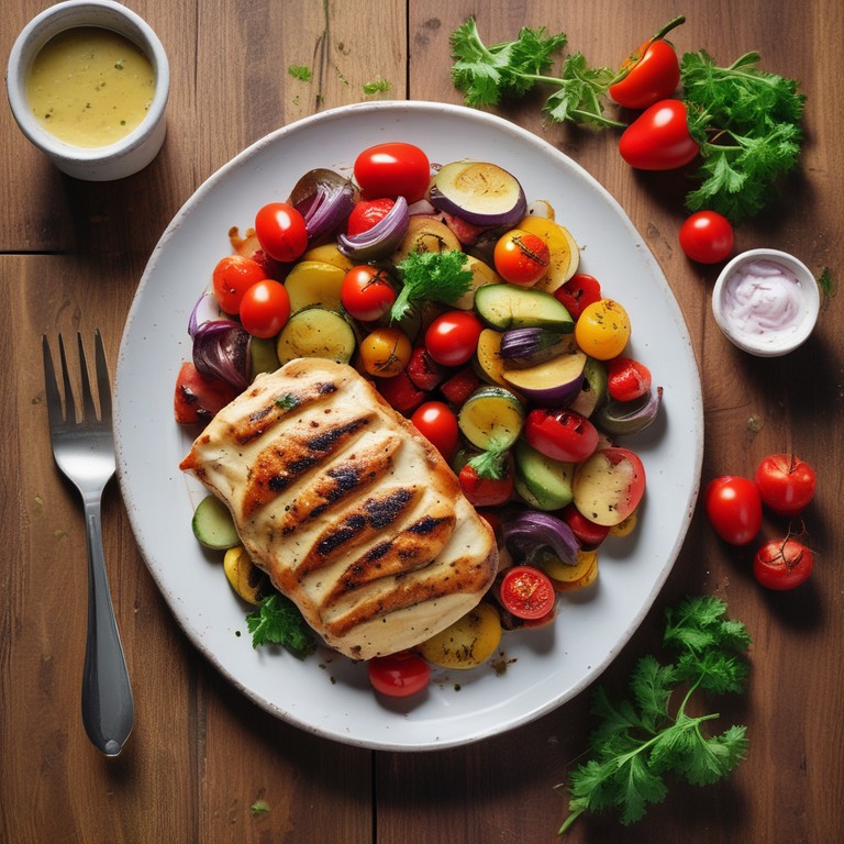 Grilled Chicken Breasts with Colorful Vegetables