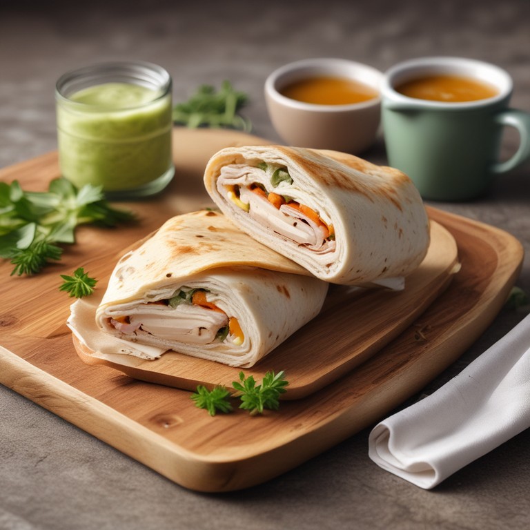 Wrap Quente de Queijo e Peito de Peru com Cream Cheese
