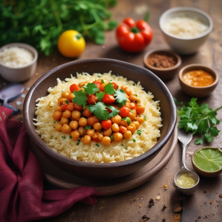 Kokos-Kichererbsen-Reis mit Tomaten und Knoblauch