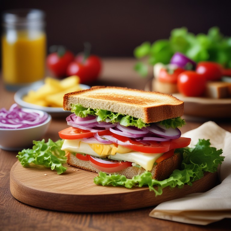 Ultimate Sliced Cheese Sandwich with Fresh Veggies