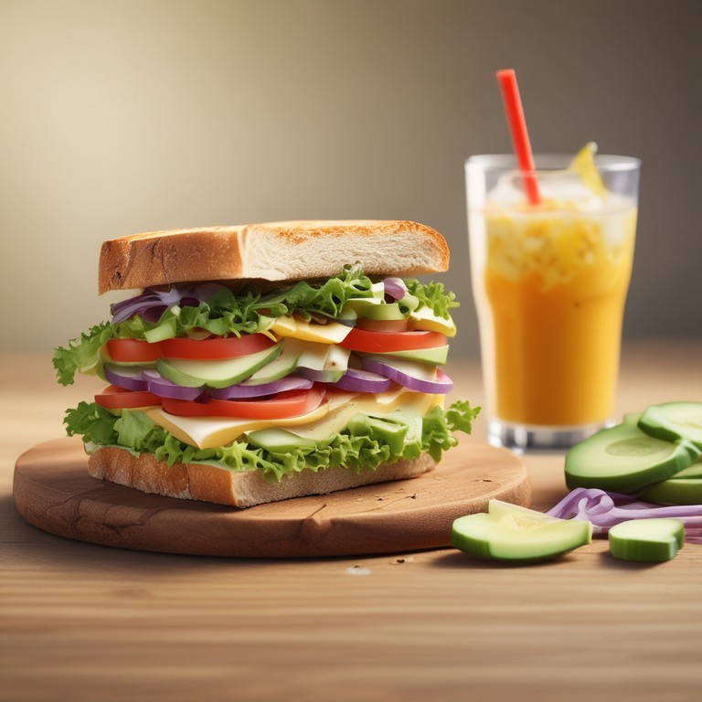 Ultimate Sliced Cheese Sandwich with Fresh Veggies