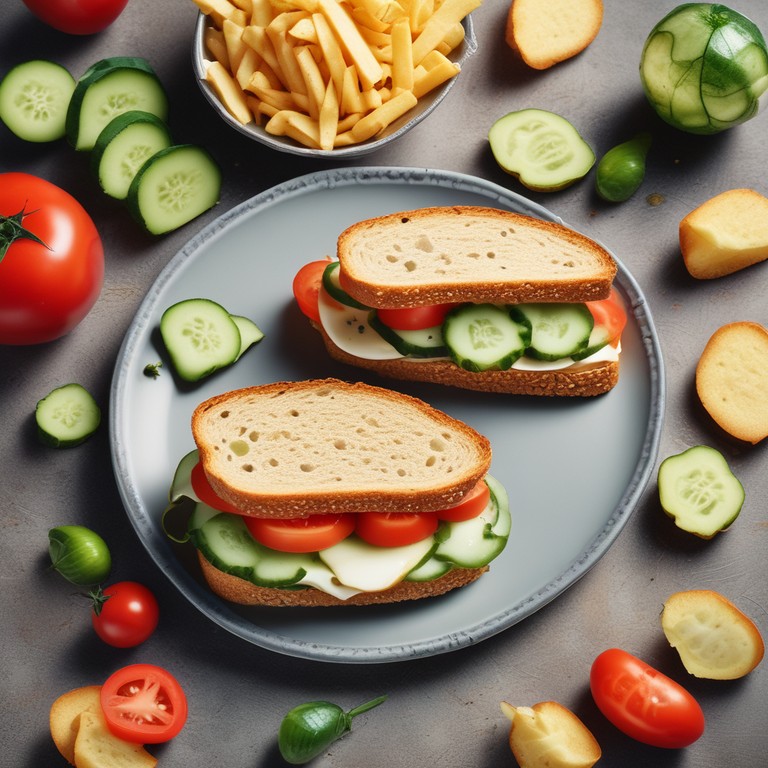 Cheesy Tomato and Cucumber Sandwich