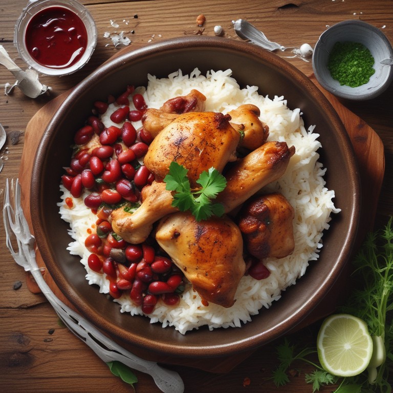 Poulet Savoureux aux Riz et Pois Rouges