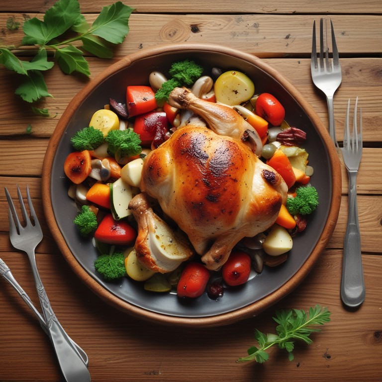 Cuisse de Poulet Rôtie aux Légumes et Sauce Crémeuse