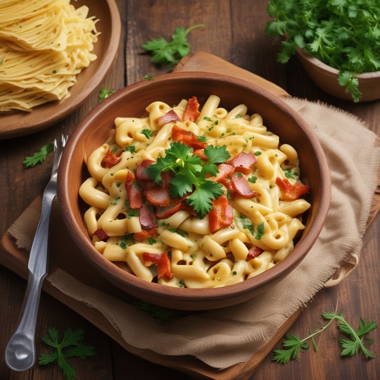 Macarrão Cremoso com Bacon e Milho