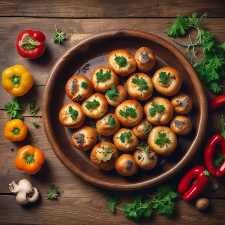 Garlic Butter Stuffed Mushroom Caps with Bell Peppers