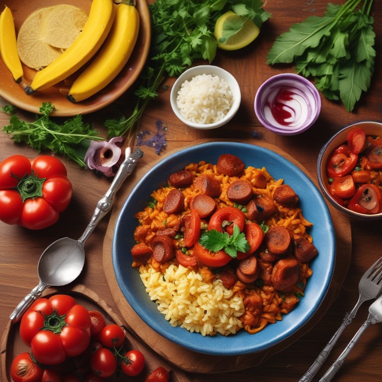 Arroz con Lentejas y Chorizo con Plátano Macho