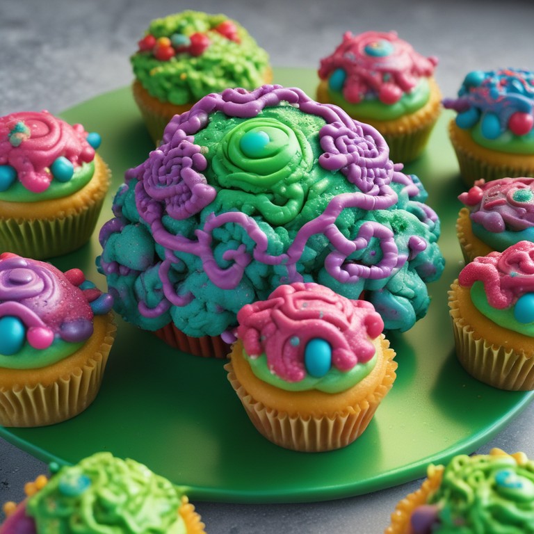 Cosmic Alien Brain Cupcakes