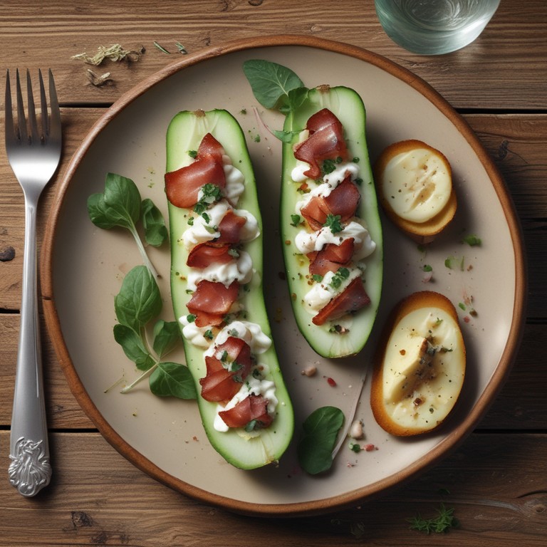 Concombres Farcis au Boursin, Épinards, Bacon et Jambon
