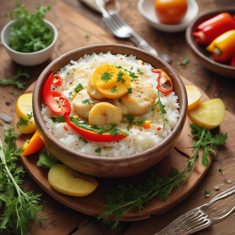 Arroz de Peixe com Batatas e Creme de Leite