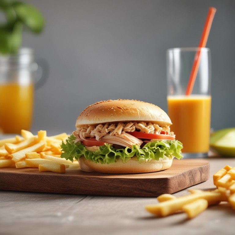 Sanduíche de Frango Desfiado com Queijo e Vegetais Frescos