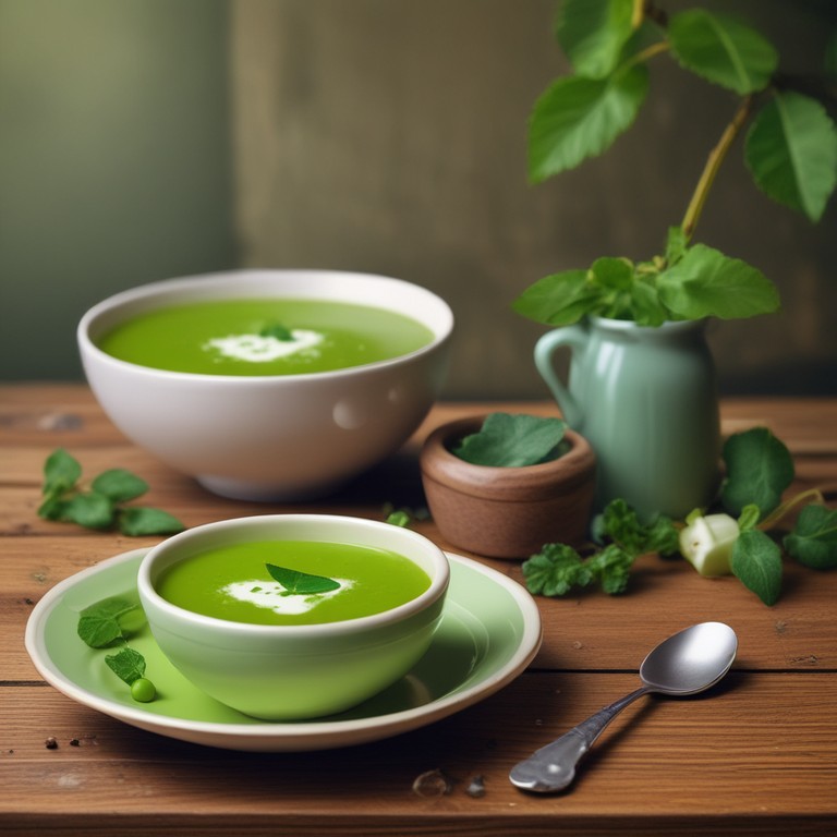 Cremige Grüne Erbsensuppe mit Minze
