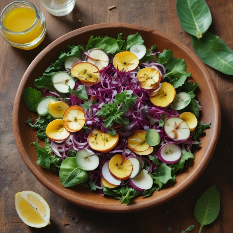 Ensalada de Pokra con Flores de Luna y Menta Invernal
