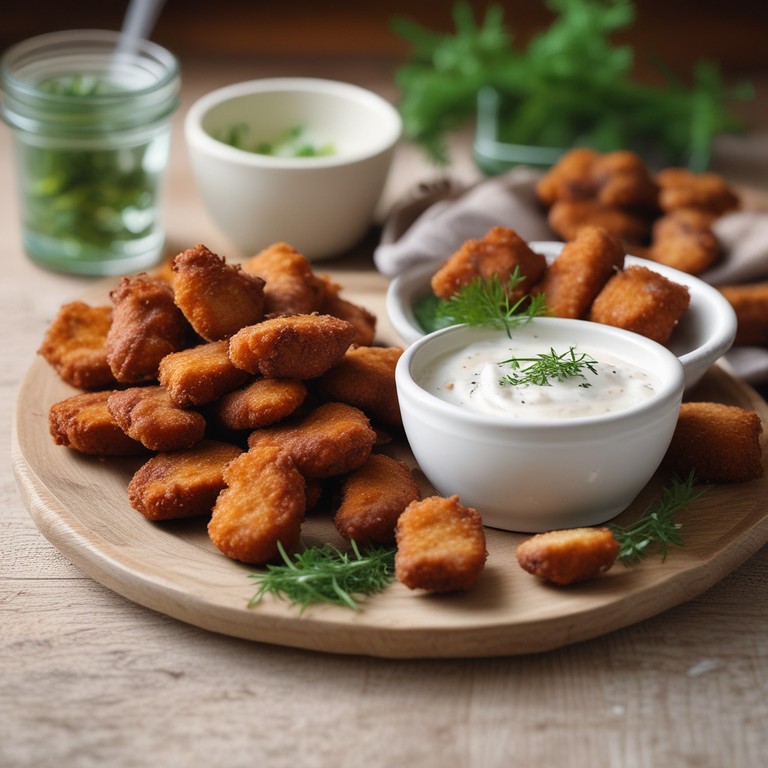 Crispy Duck Nuggets with Horseradish Ranch Dip