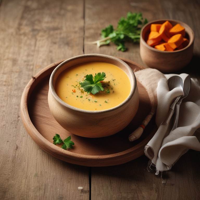 Sopa Cremosa de Batata Doce e Mandioca com Cenoura e Alho-Poró