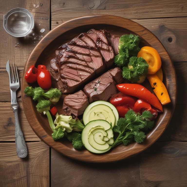 Zartes Nackensteak mit Kräuterbutter und Ofengemüse
