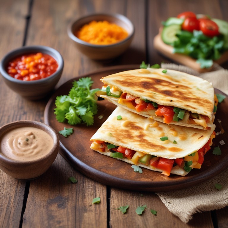Spicy Cheese and Veggie Quesadilla with Salsa