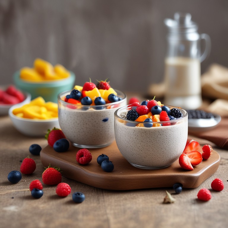 Chia Seed Pudding with Hot Milk and Fresh Fruits