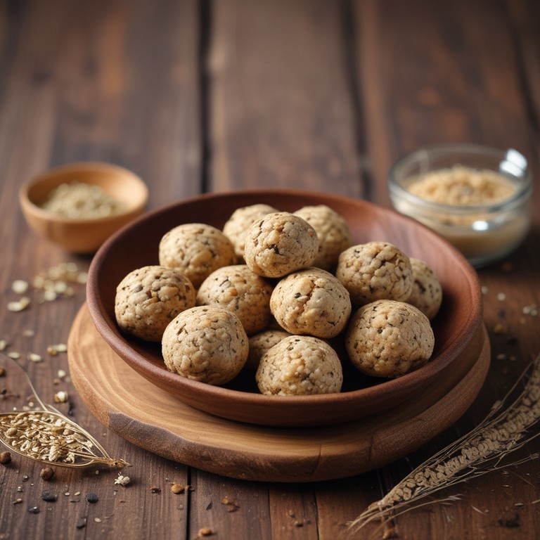 Nussige Sonnenblumen-Chia-Leinsamen-Hafermehl-Bällchen
