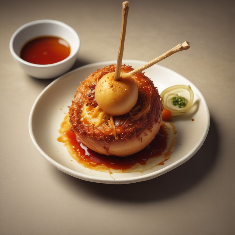 Parmesan-Crusted Onion on a Stick with Sichuan Sauce