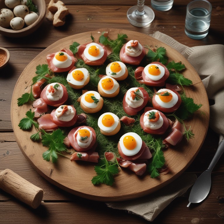 Canapés de Presunto de Parma com Ovo de Codorna