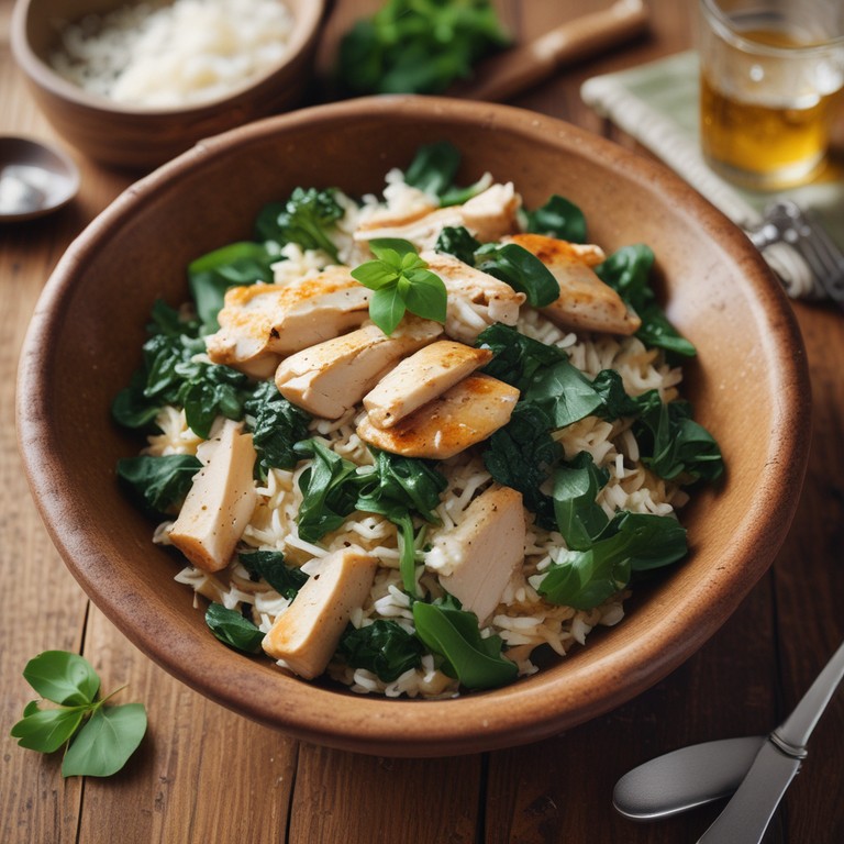 Pollo a la Italiana con Arroz y Espinacas