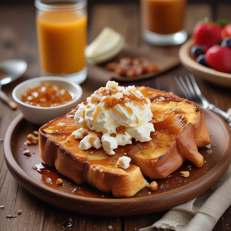 Tostadas Francesas con Queso Feta y Caramelo