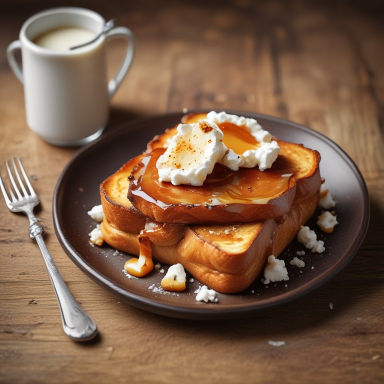 Tostadas Francesas con Queso Feta y Caramelo