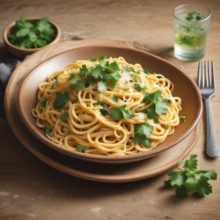 Espaguetis Cremosos con Cilantro y Ajo