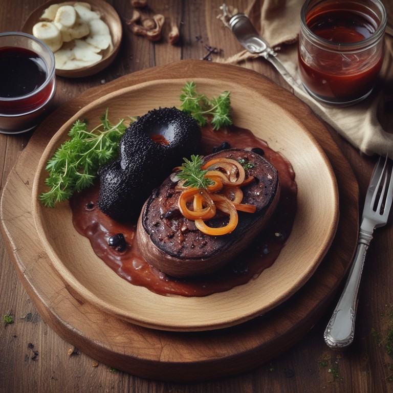 Traditional Black Pudding with Caramelized Onions