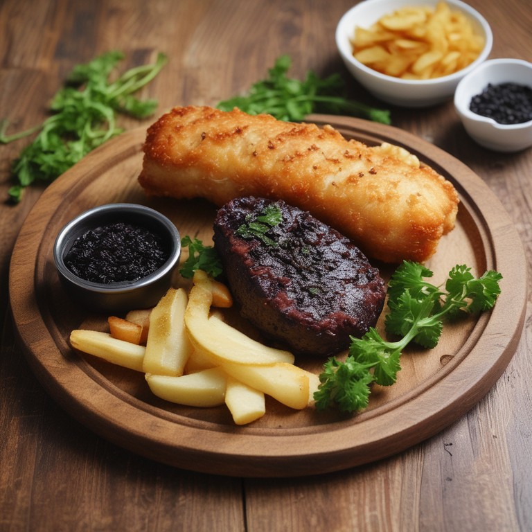 Gourmet Huntington's Black Pudding Infused Fish and Chips