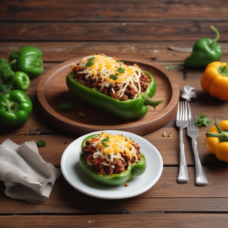Savory Stuffed Green Peppers with Ground Beef and Rice