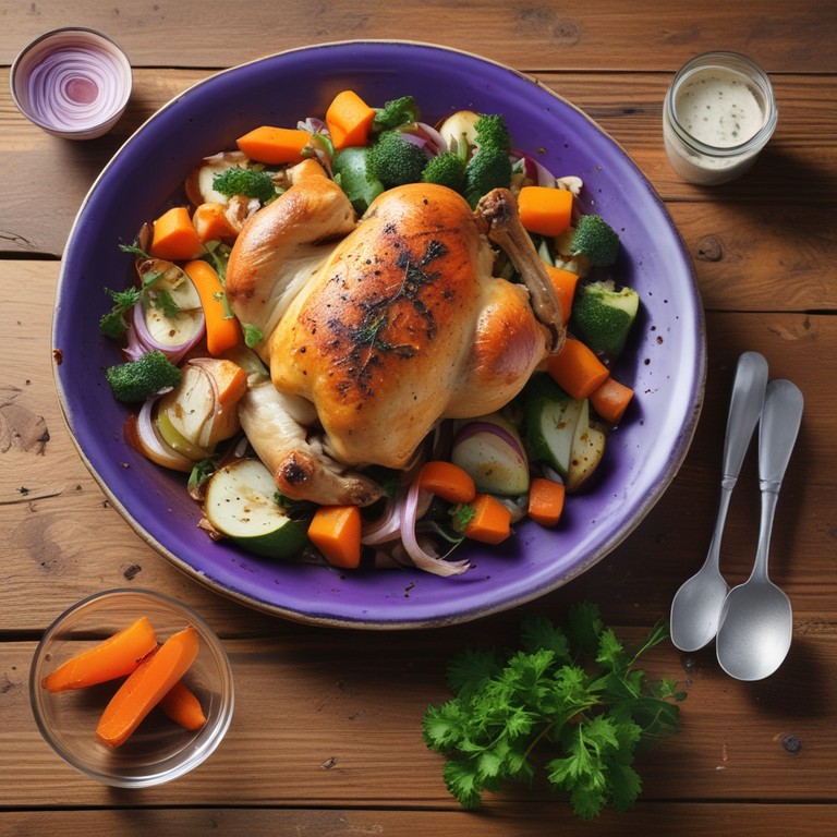 Pollo al Horno con Zanahorias, Cebolla y Zapallo Italiano