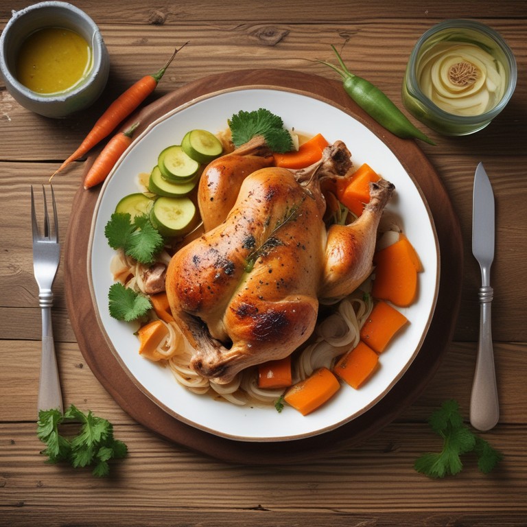 Pollo al Horno con Zanahorias, Cebolla y Zapallo Italiano