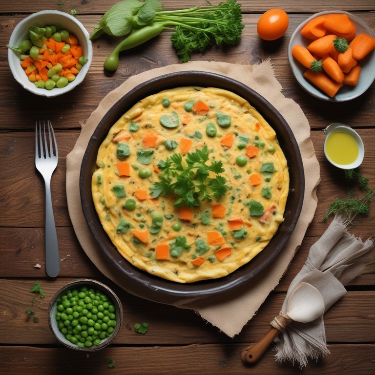 Tortilla de Arvejas, Huevo y Queso con Zanahoria