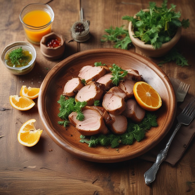 Carne de Porco ao Molho de Laranja com Ervas