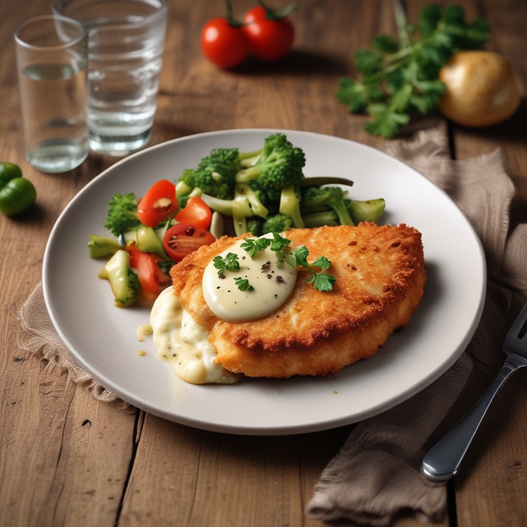 Escalope de Poulet Panée avec Sauce Crémeuse