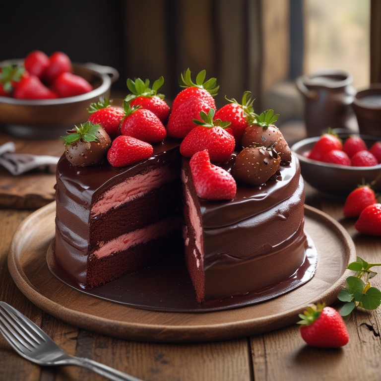 Bolo de Morango com Chocolate