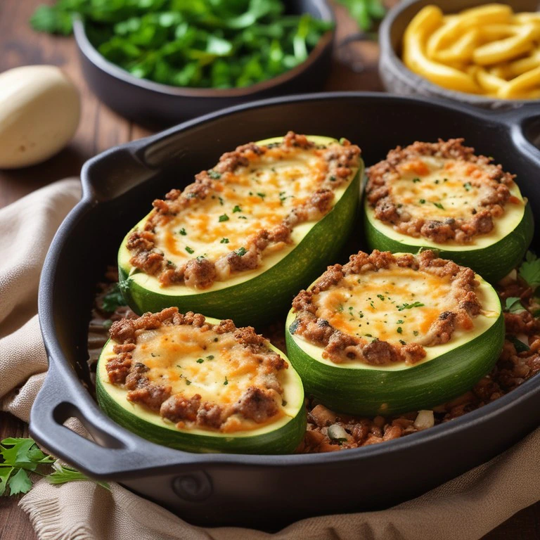 Zucchini mit Hackfleisch und Käse überbacken