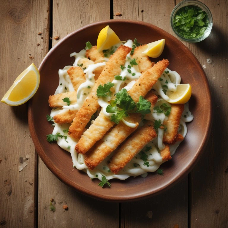 Iscas de Peixe Branco com Molho Tártaro