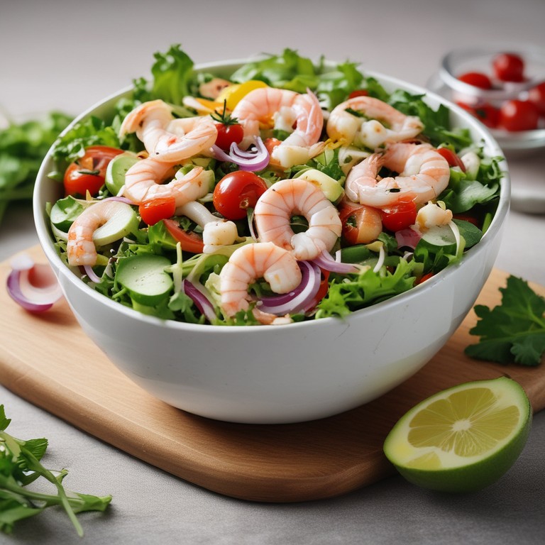 Салат с лангустинами и свежими овощами