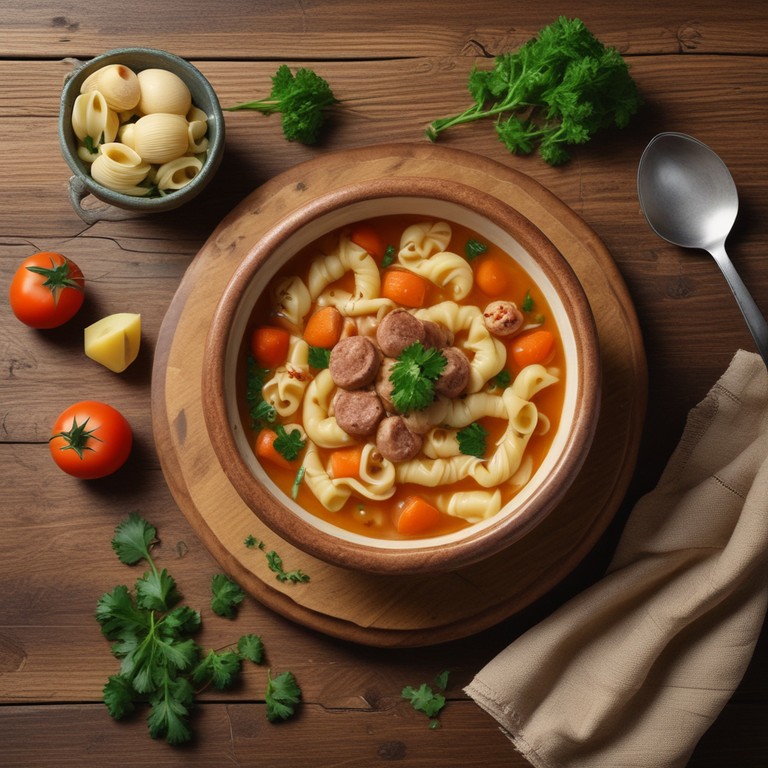 Sopa Reconfortante de Macarrão Parafuso com Linguiça e Legumes
