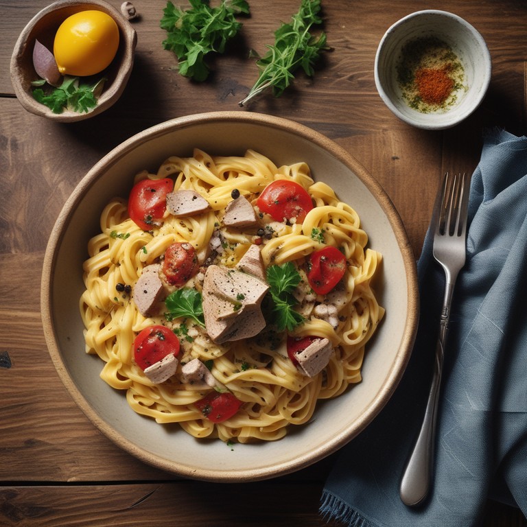 Pasta con Atún y Papas Especiadas