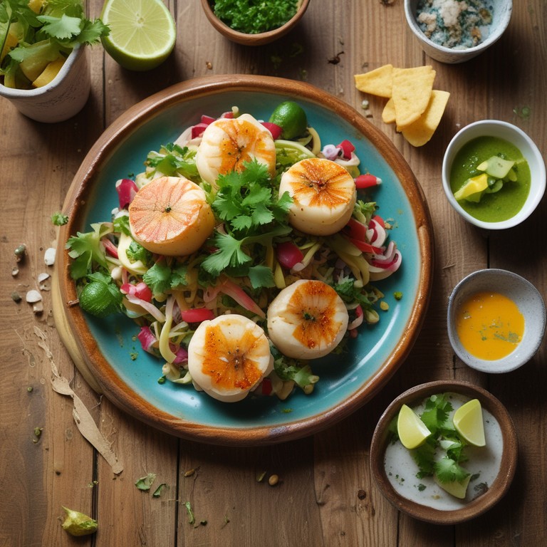 Conchitas con Chalaquita y Mayonesa de Lucuma