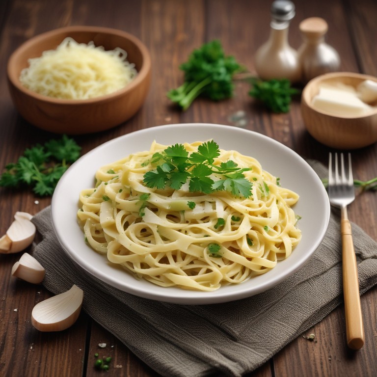 Knoblauch-Frühlingszwiebel-Pasta mit cremiger Sauce