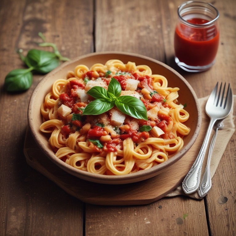 Massas Italianas com Molho de Tomate e Manjericão