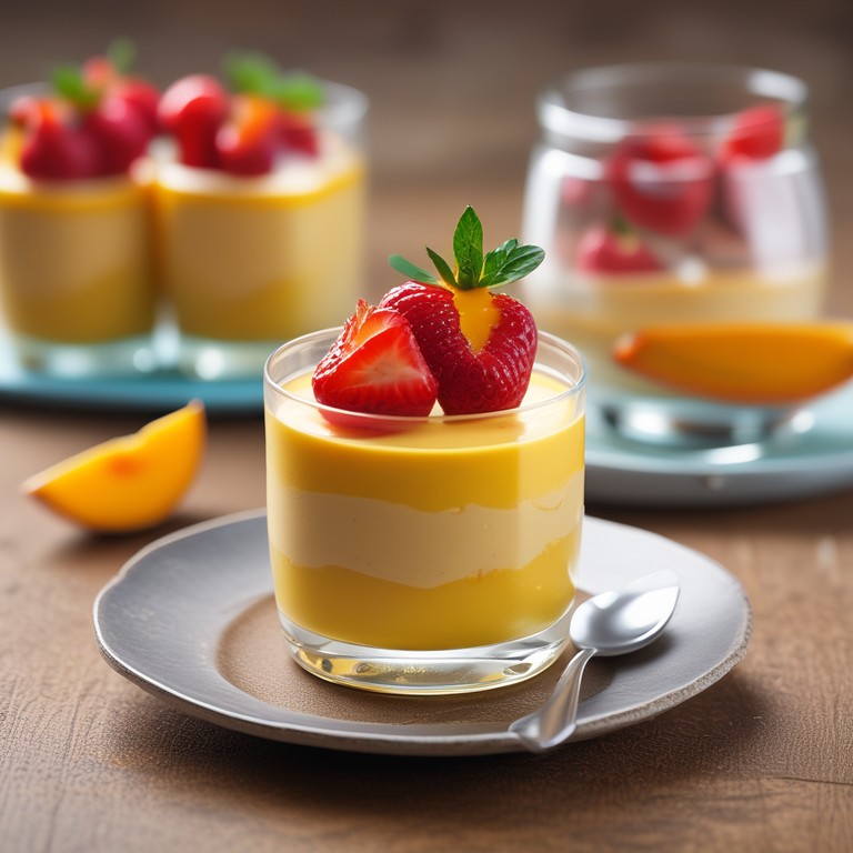 Mousse de Manga com Gelatina de Morango
