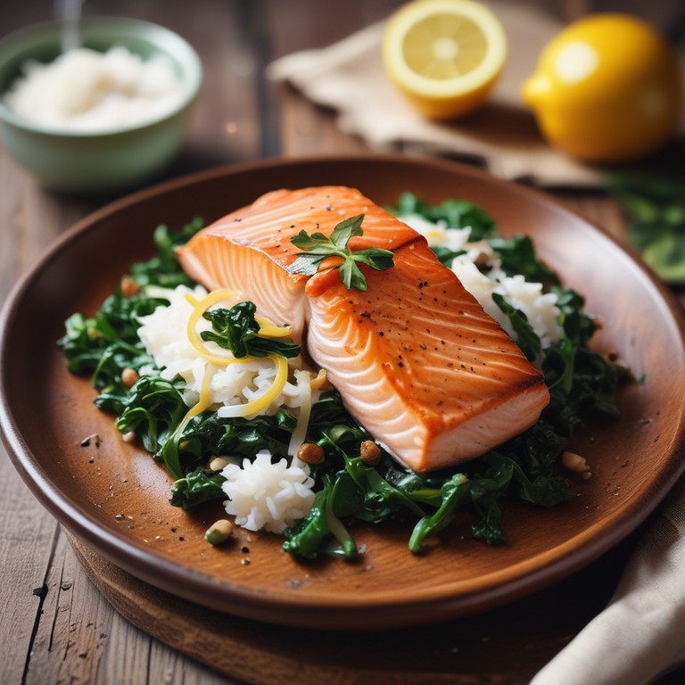 Zalm met Spinazie en Rijst