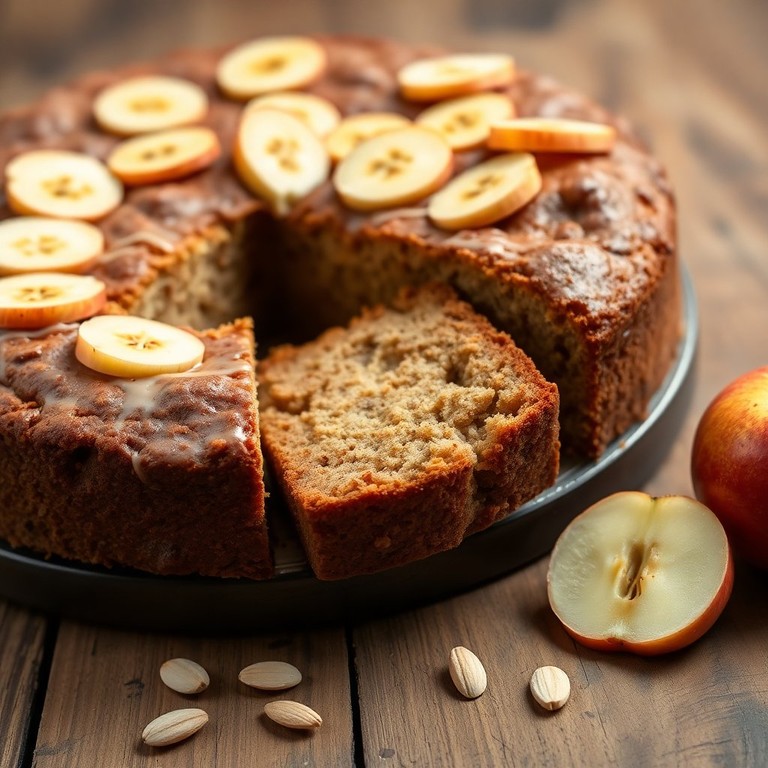 Saftiger Apfel-Bananen-Kuchen mit Mandeln